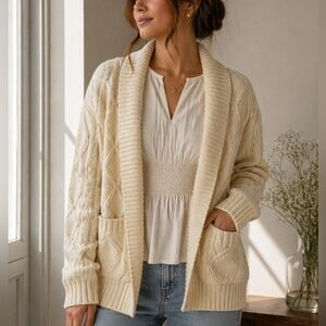 Vintage Cream Sweater Cardigan (Unisex)